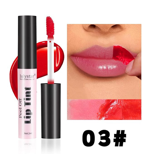 Peel Off Lip Stain, Long Lasting Waterproof and Transfer Proof Lip Tint, Matte Finish Peel Off Lip Stain, Non-stick Cup Peel Off Lipstick Lip Makeup for Women Girls (Color : Glamor)