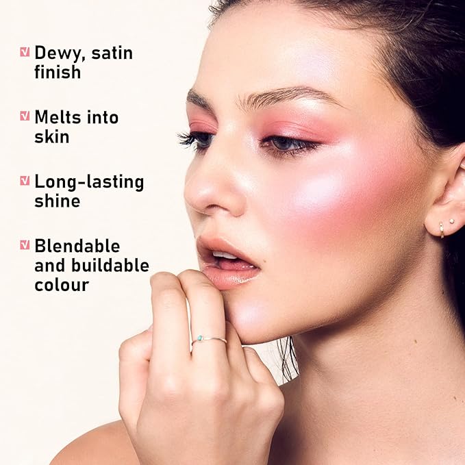 Boobeen Cream Makeup Blush Stick, Shimmer Blush for Cheeks, Lightweight Waterproof Highlighter Blush Wand, Easy to Blend