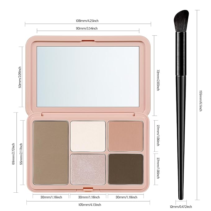 Cool Toned Contour Palette Makeup, All in 1 Highlighter Blush Bronzer Palette for Women, Smooth Long Wear Buildable Nude Primer Powder Three-Dimensional Natural Contouring Face Cosmetic Gift