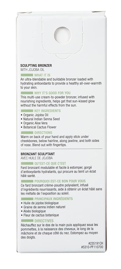 Physicians Formula Organic Wear All Natural Sculpting Face Bronzer Makeup Stick Mocha, Dermatologist Approved, 2- Mocha