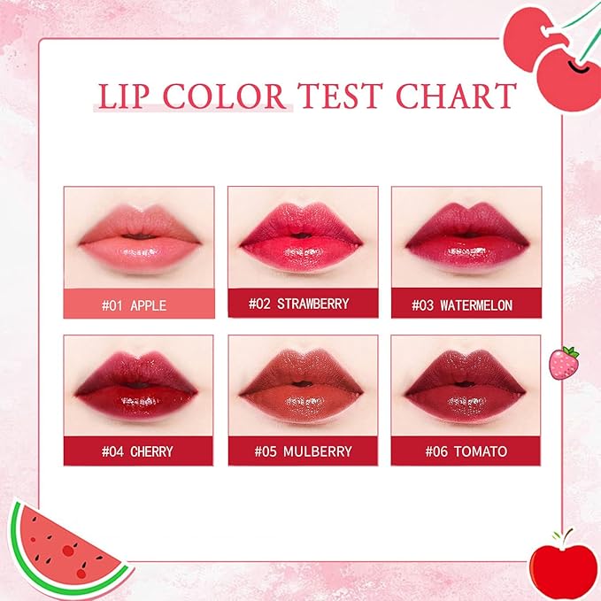 6 Colors Liquid Tint Stain, Korean Lip Gloss Moisturizing Natural Mini Liquid Lipstick, Lip Stain Long Lasting Waterproof, Multi-Use Lip and Cheek Tint Stain (6 PCS)