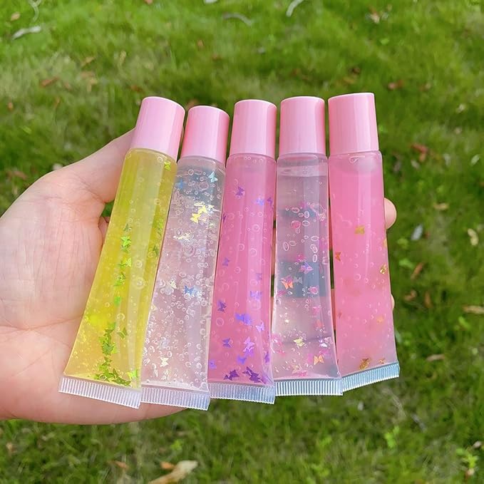 50Pcs 15ml Lip Gloss Squeeze Tubes, Light Pink Lip Gloss Containers Empty, Refillable Soft Clear Tubes for DIY Lipgloss Balm Cosmetic (Light Pink)