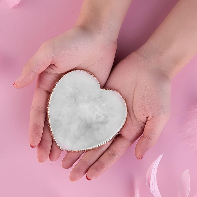 Resin Nail Art Palette Gold Edge Nail Holder Heart Shaped Color Makeup Foundation Mixing Tools Display Board Gel Nail Art Color Mixing Palette Painting Tray Manicure Tool