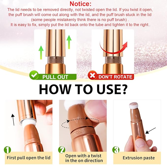 Highlighter Makeup Stick,Liquid Beauty Highlighter Wand with Cushion Applicator,Long Lasting Smooth Natural Matte Finish, Lightweight fairy Highlighter Stick (04-Celestral)