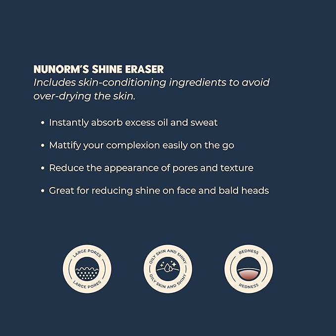 Shine Eraser | Absorbs Oil + Minimizes Pores | Premium Mattifying Formula for Men’s Skin | 3 Shades | High-Performance Ingredients | Made In USA | Cruelty-Free + Vegan | 100% Recyclable Tin