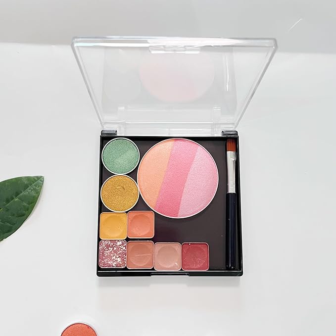 2Packs Square Shape Empty Magnetic Makeup Palette Empty Storage Box for Eyeshadows,Powders,Blushers 4.01 x 3.89'' with 20pcs Metal Stickers