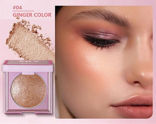 MAEPEOR Face Highlighter Palette 8 Colors Shimmer Glitter Pearl Highlighter Powder Sparkly Diamond Highlighting Palette for Face Cheek (04 Ginger Color)