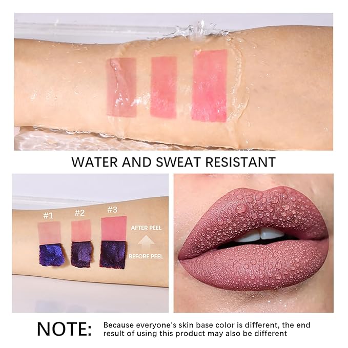 3 PCS Peel Off Lip Stain Lip Tint Set, Pinked Lip Stain Peel Off Matte Lip Liner, Long-Lasting Lip Tint Stain Peel Off Lip Gloss, Waterproof Non-stick Cup Peel Off Lipstick Lip Stains for Women