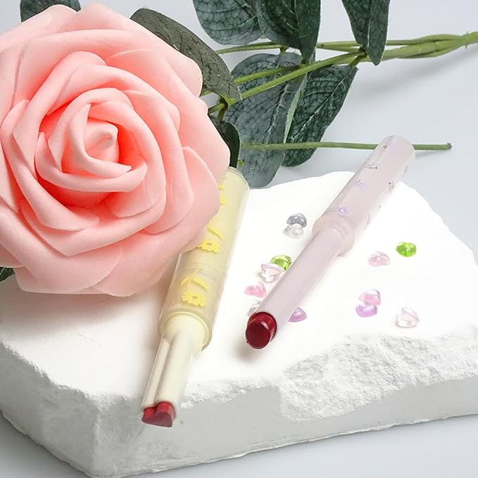 KWOLYKIM 2 Colors Jelly Lipstick & Matte Lipstick, Heart shaped Lip Stain Love Tinted Lip Balm and Velvet Creamy Lip Glaze Hydrating Long lasting Glossy Moisturizing Plumping Lip Makeup