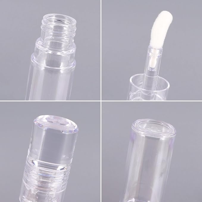 10 Pack Lip Gloss Tubes with Big Doe Foot Wand, Empty 9ML 0.3 Oz Transparent PTEG Lipgloss Tubes Concealer Containers for DIY Lipgloss Handmade Makeup