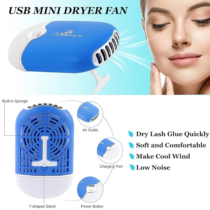 Eyelash Cleanser for Extensions, Lash Shampoo Kit with Lash Fan, 30ml Lash Shampoo,Eyelash Extension Brush and Wash Bottle for Lash Bath (Blue)