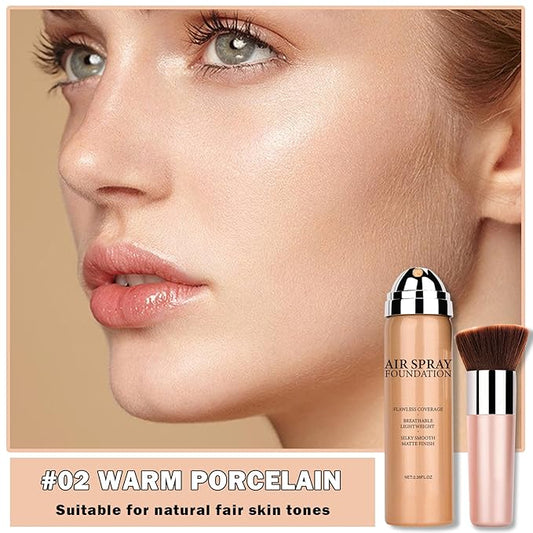 Flawless AirBrush Foundation High Coverage Foundation Smooth Creamy Matte Spray Foundation Makeup Kit For Mature Skin With Natural Nude Finish #Natural Color