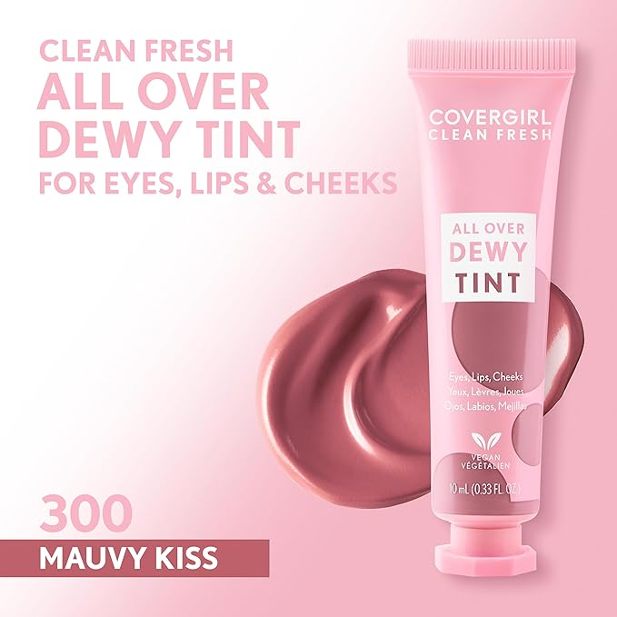 COVERGIRL Clean Fresh Dewy Tint 300 Mauvy Kiss, 3-in-1 Tint, Blendable Color For Eyes, Lips & Cheeks, 0.33 fl oz (Pack of 1)