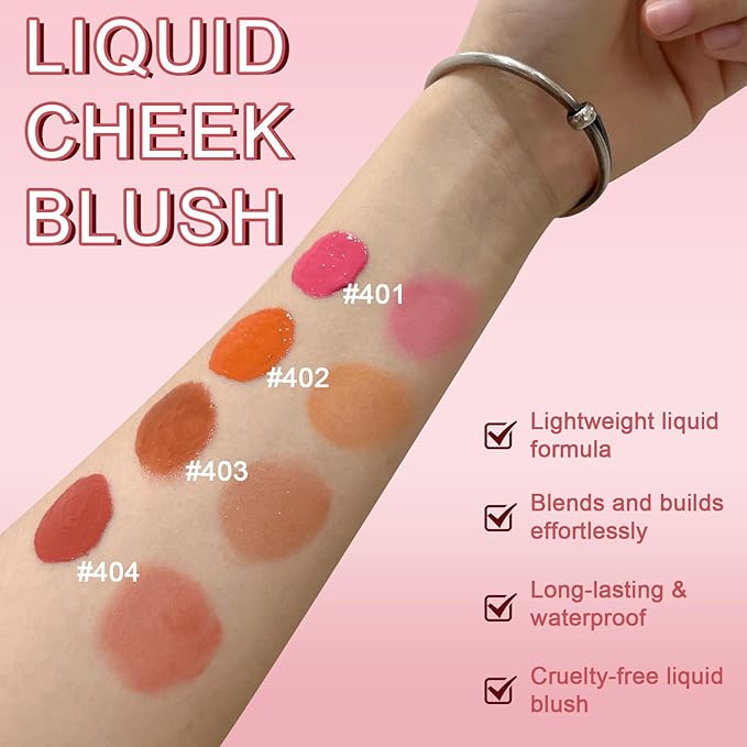 VERONNI Liquid Blush -Fruit Juice Liquid Blusher,Vegan Face Blush Waterproof Long Lasting Blushes,Cruelty-Free for a Shimmery Finish (#404)