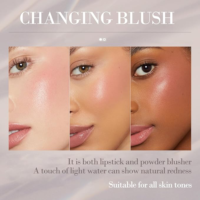 Color Changing Blush Stick for Cheeks Makeup, Clear Blush PH Temperature Changing Pink Cream Blusher, Magic Waterproof Face Blush Stick, Natural Lightweight Multi-Use Lips and Cheek Tint