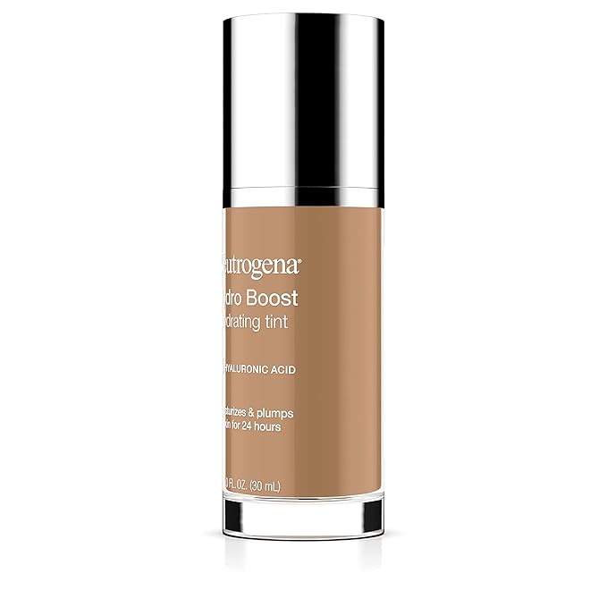 Neutrogena Hydro Boost Hydrating Tint with Hyaluronic Acid, Lightweight Water Gel Formula, Moisturizing, Oil-Free & Non-Comedogenic Liquid Foundation Makeup, 105 Caramel Color 1.0 fl. oz
