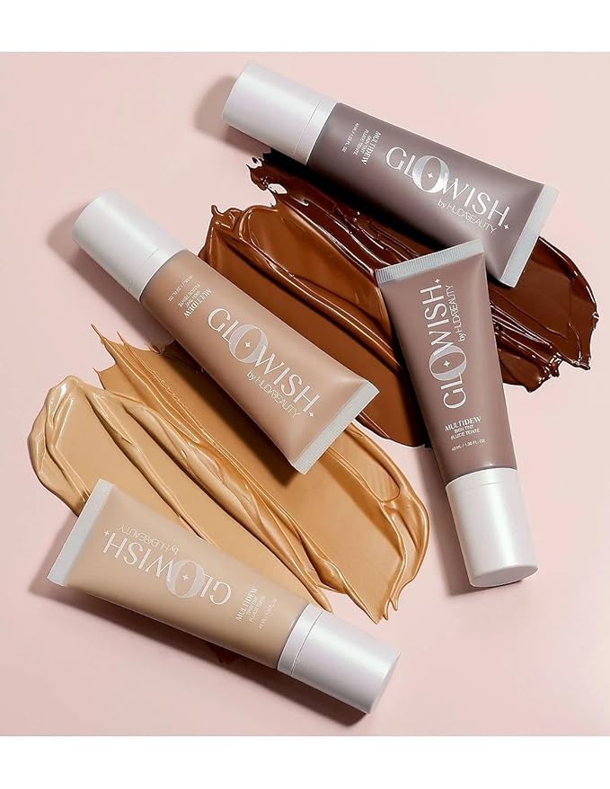 HUDA BEAUTY GloWish Multidew Vegan Skin Tint Foundation 10 Deep Tan