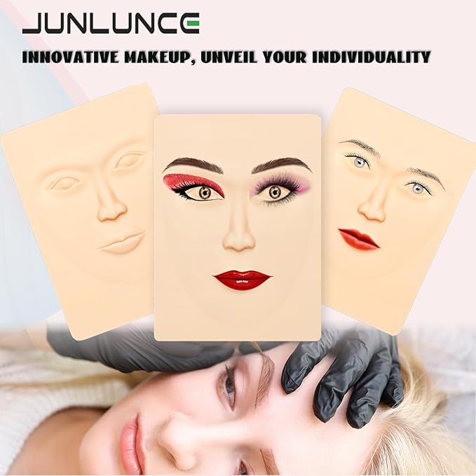 Makeup Practice Face - 3D Silicone Head with Realistic Skin, Pro Cosmetic Training Model for Eyebrow/Lip/Foundation, Salon & Home Use (Students/Artists)