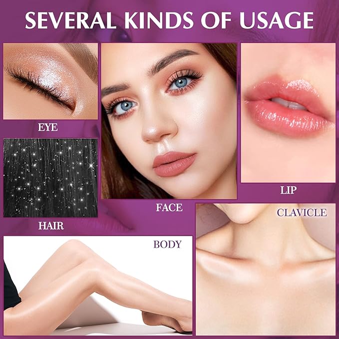 Ofanyia Highlighter Powder Stick, Polvo De Hadas Highlight Patting Powder, Body Brighten Glitter Shimmer Three-dimensional Sparkle Patting Powder for Face Eyes Lips Hair Body Glow Makeup