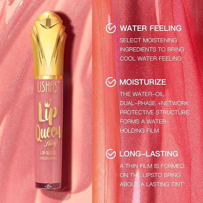 USHAS Lip Gloss,Lip Glow Oil, Shiny Smooth Soft Liquid Lip Glosses Lip Stain, High-Shine Finish, Moisturizing For Girls And Women Makeup (S1, Pack of 1)