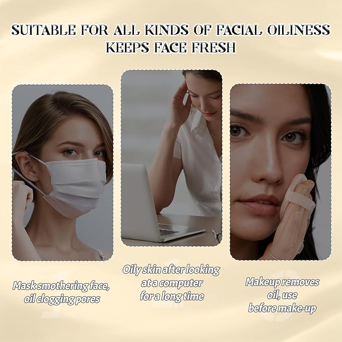 BOROLA Bamboo Charcoal Oil Blotting Paper for Face 200 Sheets Replacement Packs, Soft Absorbing Pads for Face Shine Control, Portable Oil Absorbing Tissues for Oily Skin, Design for Men & Women