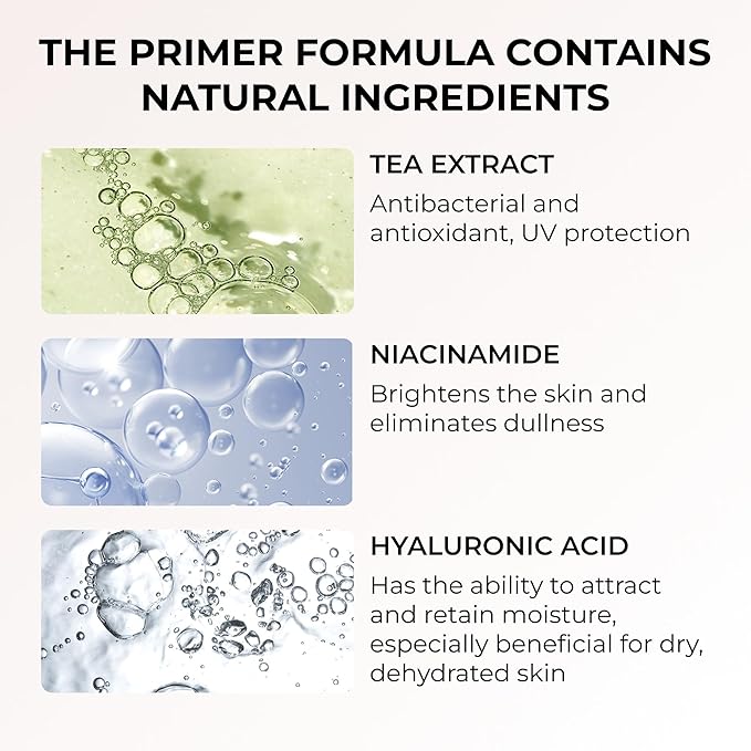 Brighten Glow Vegan Face Primer – Natural, Moisturizing, Waterproof Base for Poreless, Long-Lasting Wear