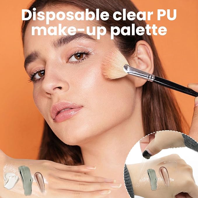 Makeup Hand Palette, Single Use Adhesive Makeup Mixing Tray, Professional Artist Essential Kit Disposable Clear Waterproof Tape, 32.8 Feet Long, Free Cutting