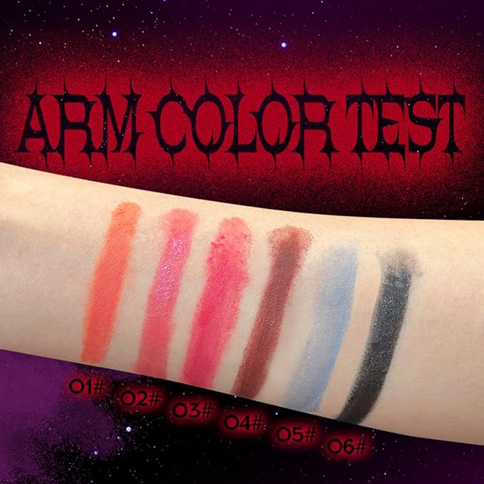 3 Colors Melting Lip Powder Lipstick Velvet Liquid Glitter Lip Gloss Halloween Makeup Kit for Women Long Lasting Highly Pigmented Multi-Purpose Lips Eyes & Cheeks Tint Goth Cosplay (A#,S)