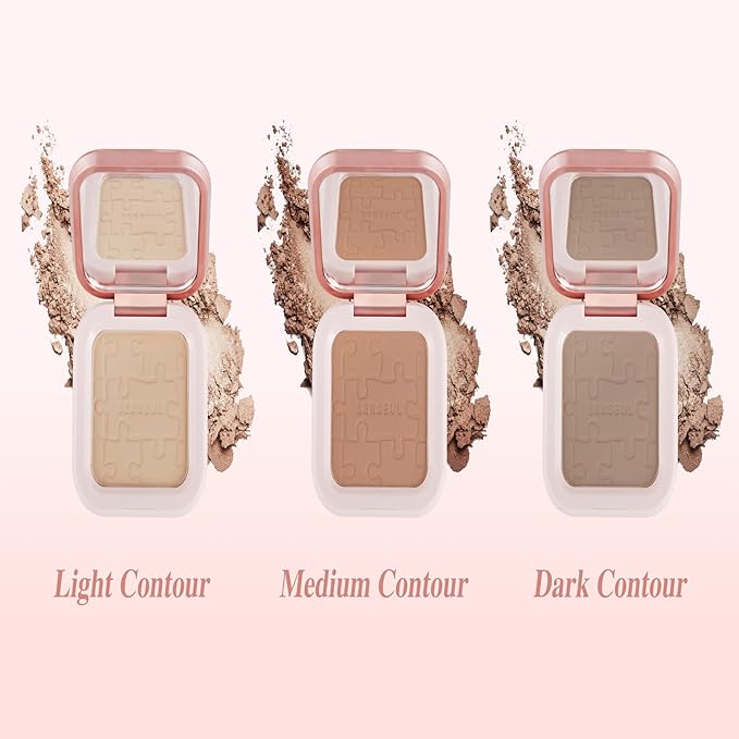 MEICOLY Contour Palette,Shimmer Highly Pigmented Face Powder,Silky Smooth Long-Lasting Delicate Contour Powder Face Contouring Makeup Kit with Brush and Mirror,02 Nude Brown
