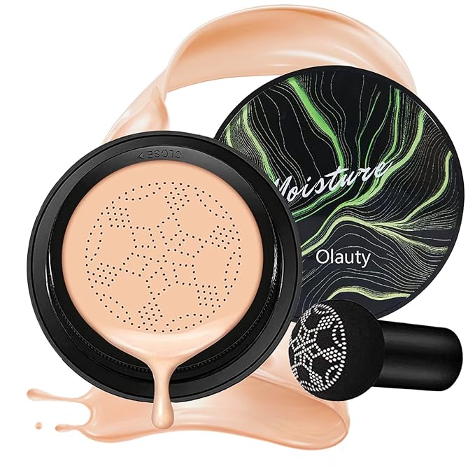 Mushroom Head Air Cushion CC Cream,BB Cream Foundation Makeup Concealer Long-Lasting Moisturizing,Full Coverage Foundation for All Skin Types, Even Color Smooth Radiant Finish Skin (Nude)