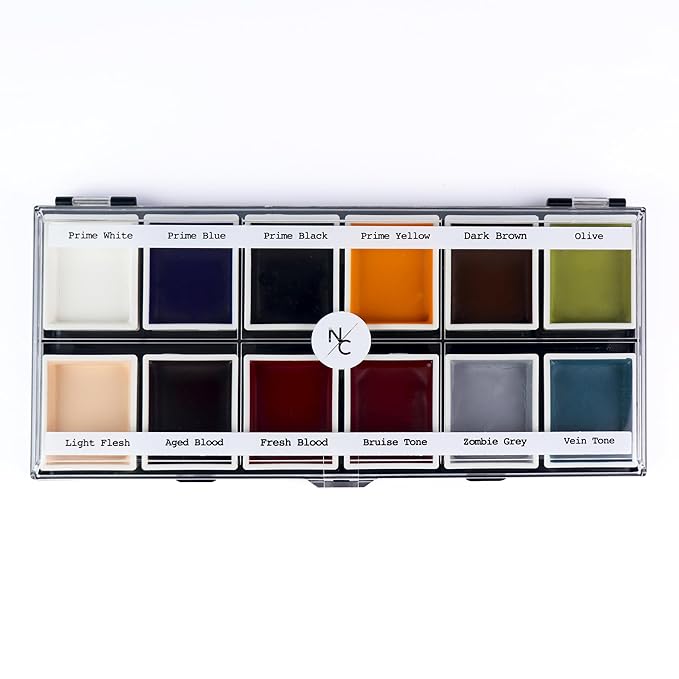 12-Color Zombie Alcohol-Activated Palette, Professional Quick Drying Waterproof SFX Makeup for the Stage, Film, Halloween, & Cosplay
