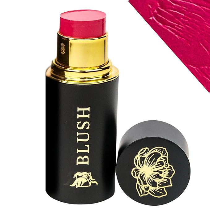 Cream Blush Stick – Buildable & Pigmented for Cheeks, Lips & Eyes – Hydrating w. Shea Butter, Vitamin E, Hyaluronic Acid & Squalane, Multi-Purpose, Fuchsia (Pink Surge, Regular)