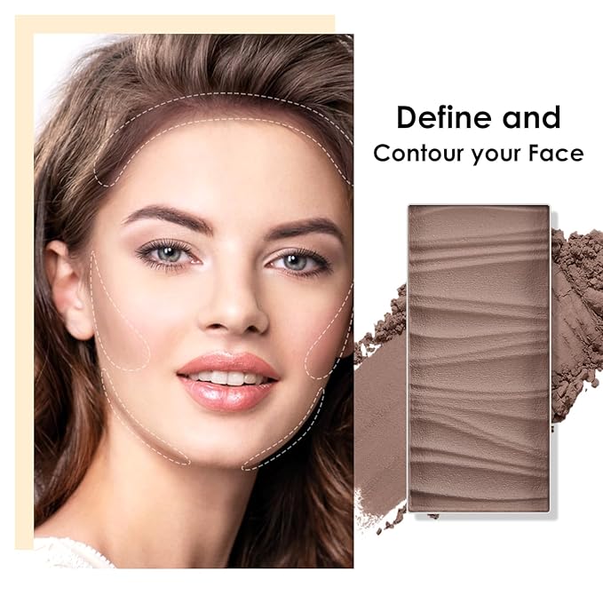 Boobeen Face Bronzer Highlighter Contour Powder Palette, Multi-use Contour Makeup Easy to Blend Face Shaping Contouring Matte Bronzer Powder Long Lasting