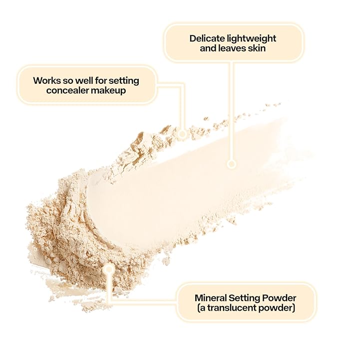 Go Ho Mineral Sunscreen Setting Powder Brush,Loose on Brush,Translucent,Hypoallergenic Cruelty Free SPF 50 Sunscreen Powder,Oil Control Natural Matte Finish,5g