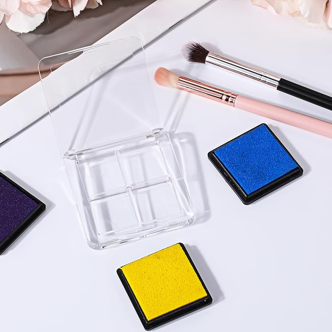 4 Pieces Empty Makeup Palette Portable Eyeshadow Pan Empty Lipstick Box DIY Eyeshadow Powder Blush Lipstick Palette Dispensing Storage Boxes Transparent Container