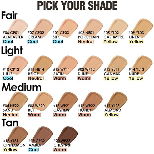 FOCALLURE PerfectBase Lasting Poreless Liquid Foundation, Medium to Full Coversage with Matte Finish, Covers Blemishes & Under-Eye Circles for All Skin Types, NE01 PORCELAIN