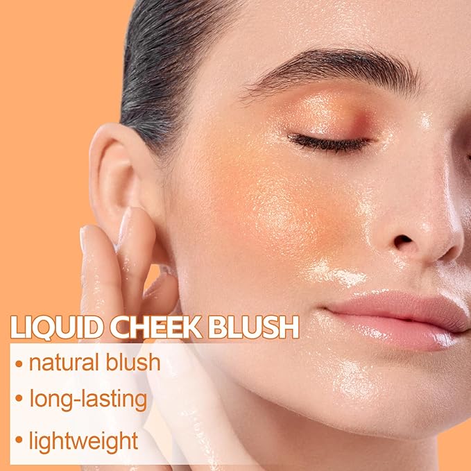 Boobeen Soft Liquid Blush Tint Cheek Blusher, Cream Blush Face Makeup with Cushion Applicator, Long Lasting, Moisturizing, Leaving a Matte Dewy Makeup Look