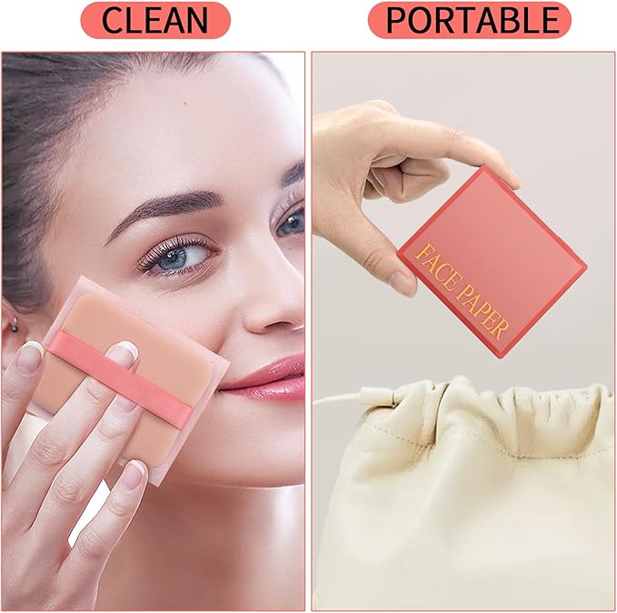 Erinde Oil Blotting Sheets for Face with Mirror and Puff, 300 Sheets Oil Blotting Paper for Oily Skin, Face Oil Absorbing Sheet, Natural Oil Control Film, Absorb Excess Oil, Makeup Friendly