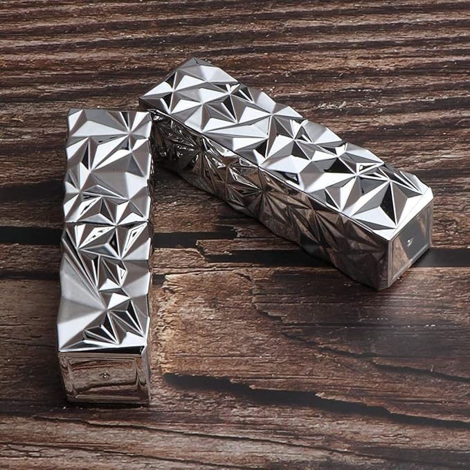 5 Packs 12.1mm Square Empty Lipstick Tubes Diamond Lip Balm Tube Container DIY Refillable Cosmetics Bottles with Magnetic Cap Beauty Packaging Bottle Holder Makeup Tool for Women Girl,Silver