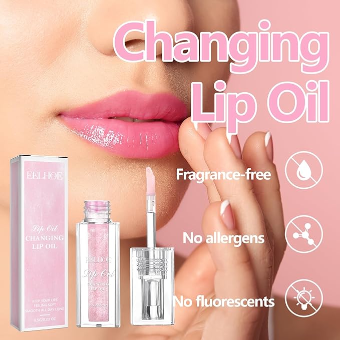 YUANLI Color Changing Lip Oil, Magic Hydrating Glimmer Lip Gloss Balm, Transparent Plumping Lip Oil Tinted for Long Lasting Moisturizing Non-sticky Fresh Texture Lip Oil - 1pcs