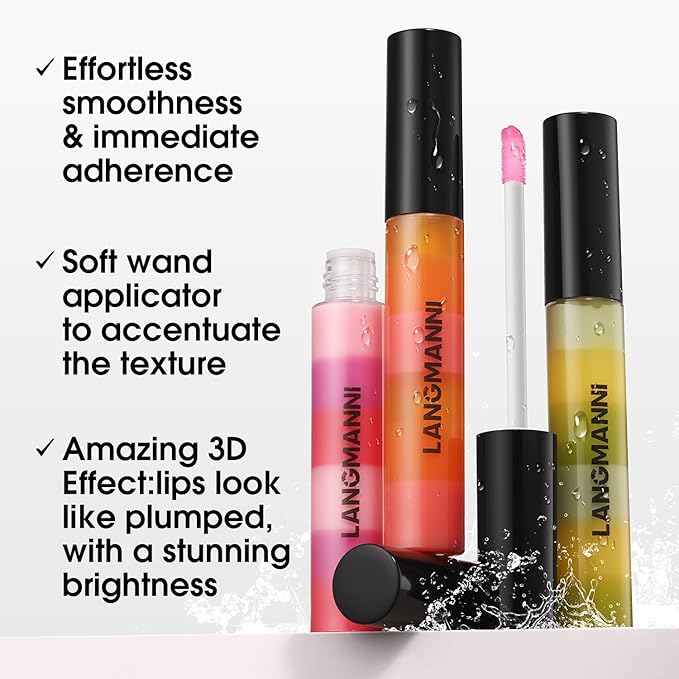 Jolilab Lip Gloss Glossy Blam Silky Texture Fruit Flavoured For Lip Glossy Liquid Lipstick Long Lasting Taste Waterproof Moisturizing Hydrating Lip Glow Oil Lip Make-up for for Women and Girls