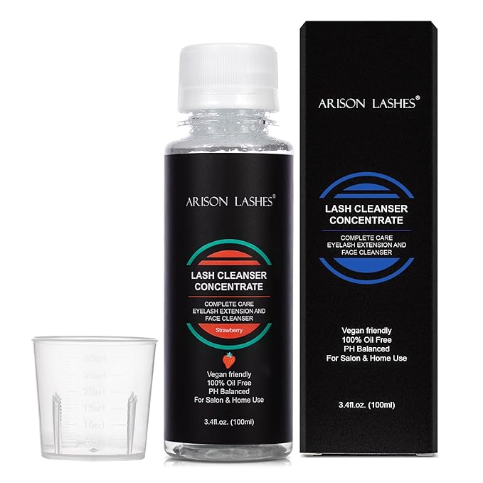 Eyelash Natural Foaming Cleanser Concentrate 100ml Lash Extensions Shampoo DIY Non-lrritating Wash for Extensions Lashes with Salon Home Care-Makes 20 Bottles 60ml lash Shampoo (Strawberry)