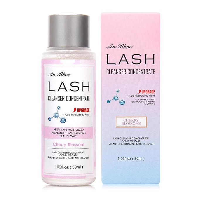 Lash Shampoo Concentrate 30ml Lash Cleanser Concentrate Add Hyaluronic Acid Oil-Free Lash Extension Shampoo Perfect for Salon,Cherry Blossom