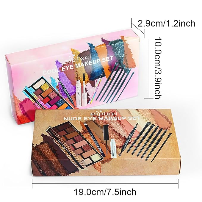 10 Pcs All In One Full Makeup Set, Professional Makeup Kit for Girls Teens Beginners Multipurpose Essential Starter Bundle Include Eyeshadow Palette Mascara Eyebrow Pen Eyeliner Eyeshadow Brush