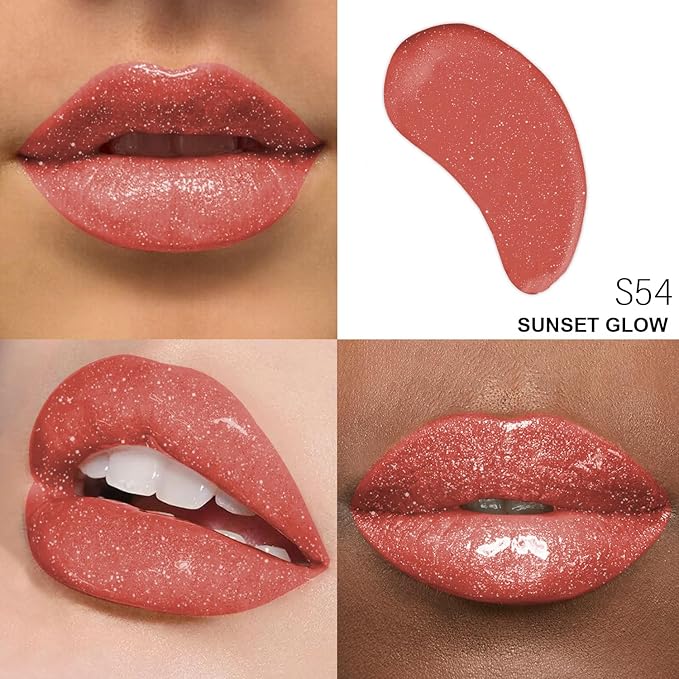 Shimmer Blast Lip Gloss for Girls and Women - Non-Sticky and Long-Lasting Formula - Get Ultra Shine with Flavored Lip Gloss - 0.7 FL Oz - (Sunset Glow: S54)