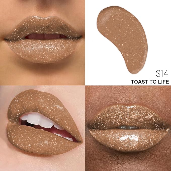 Shimmer Lip Gloss - Non-Sticky Girls Gloss - Long Lasting High Shine - 0.7 FL Oz Gloss for Girls & Women - Cruelty Free - (Toast to Life: S14)