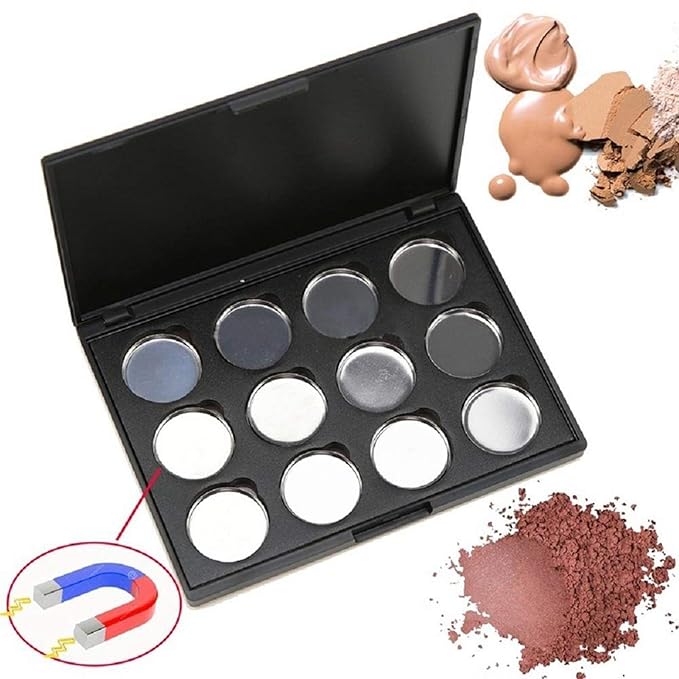 Empty Magnetic Eyeshadow Palette, Make Up Container Pallet for Empty Magnetic Cosmetics Makeup Eyeshadow Eye Shadow Aluminum Palette Pans Case,Black