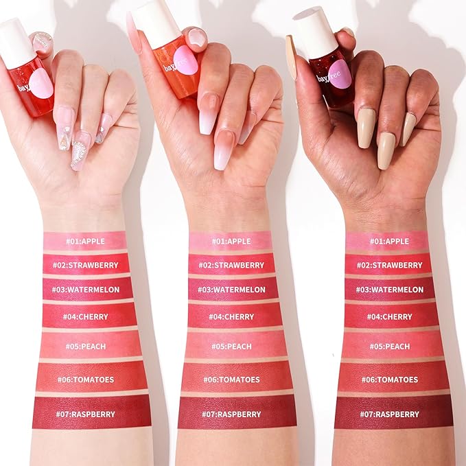 Lip Tint Stain Set, Korean Water Tint Lightweight Non-sticky, Waterproof Long Lasting Liquid Blush & Lip Stain, Transfer-Proof, Matte Finish Lip Color Makeup (fruit farm)