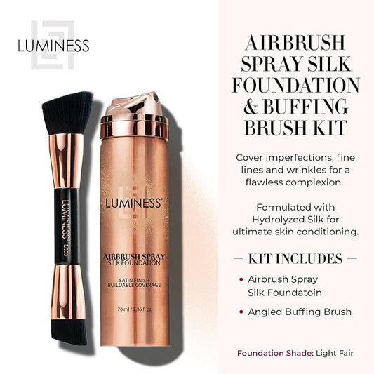 LUMINESS Silk Airbrush Spray Foundation & Buffing Brush Kit - Light Fair