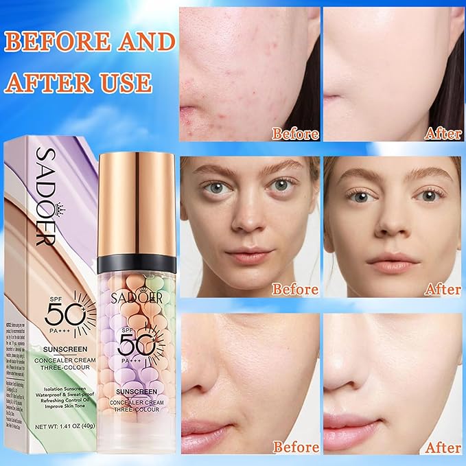 2 PCS Primer For Face Before Makeup, 3 In 1 SPF 50 Sunscreen Isolation Cream Color Corrector, Oil Control Skin Tint Corrector, One Step Moisturizing Makeup Primer